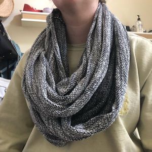 Grey/white/black Knit Circle Scarf